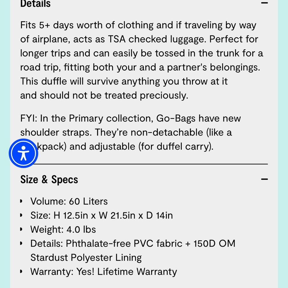 NEW Baboon to the Moon Go-Bag [Basic] — Big (60L) Yellow - Picture 5 of 13